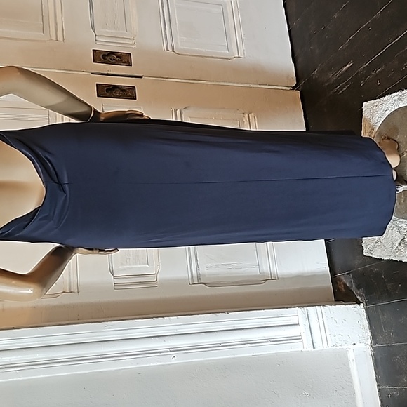 Norma Kamali Womens M 38 Halter Turtle Side Slit Gown Slip Dress Pewter Gray - Picture 7 of 13